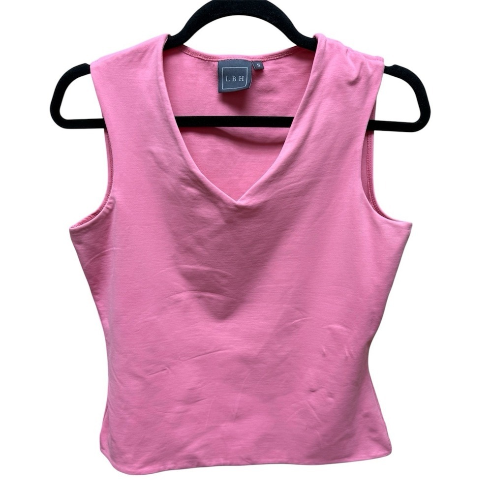 LBH Pink V Neck Athletic Tank Top Women's Tactel Stretch Tennis Golf Resort.Sz S